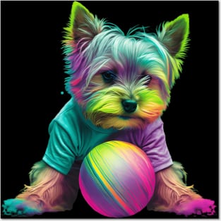 Neon Yorkie Posters and Art